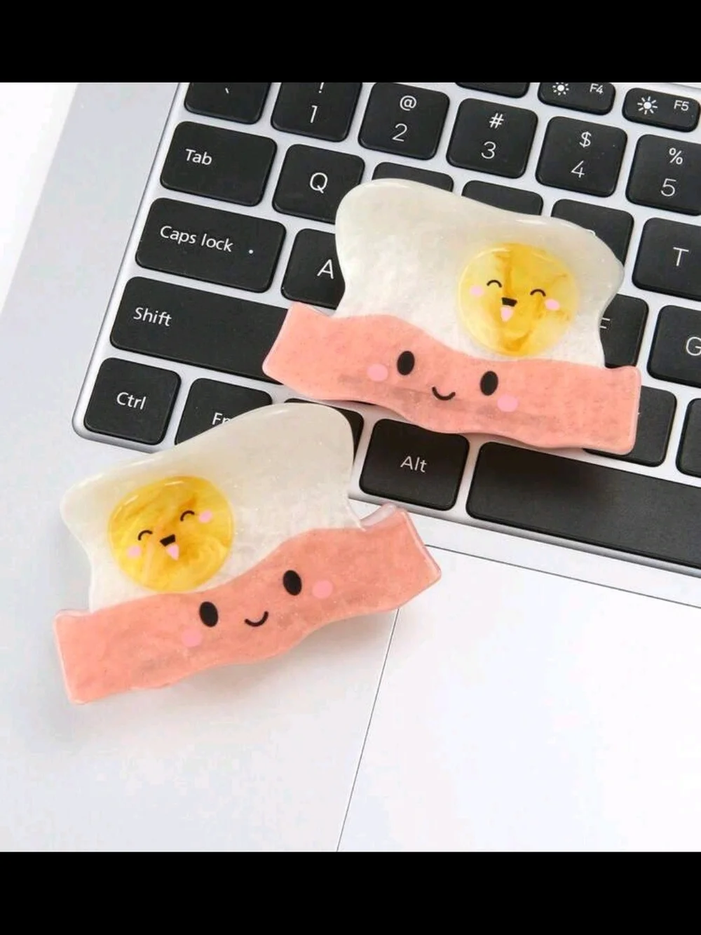 Cute Sunny Egg & Bacon Hair Clip - Pink and White